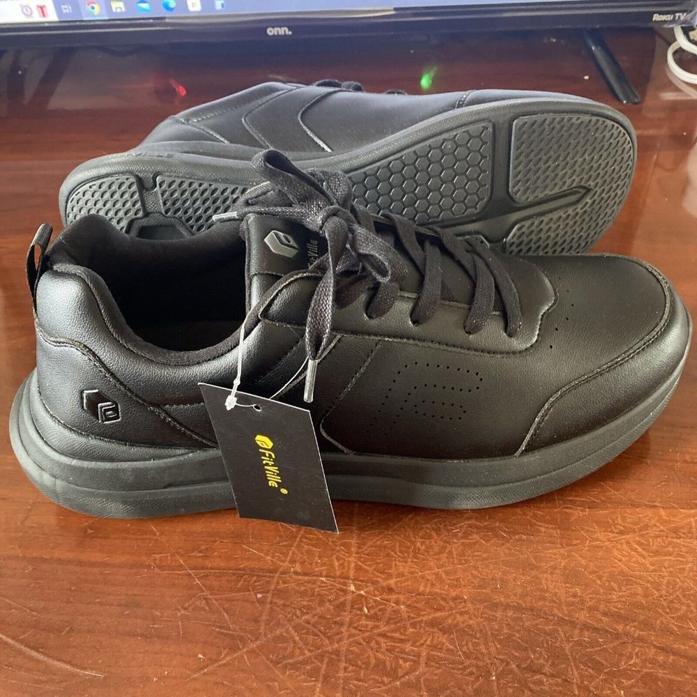 FitVille Men's BriskWalk Deluxe Lace-up Business Casual Sneaker 13 Extra Wide